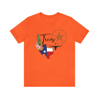 Lone Star Pride: The Texas Flag and Longhorn Tee